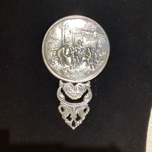 Hans Jensen Vintage Silver Plate Repousse Purse Mirror (324) - Picture 1 of 2